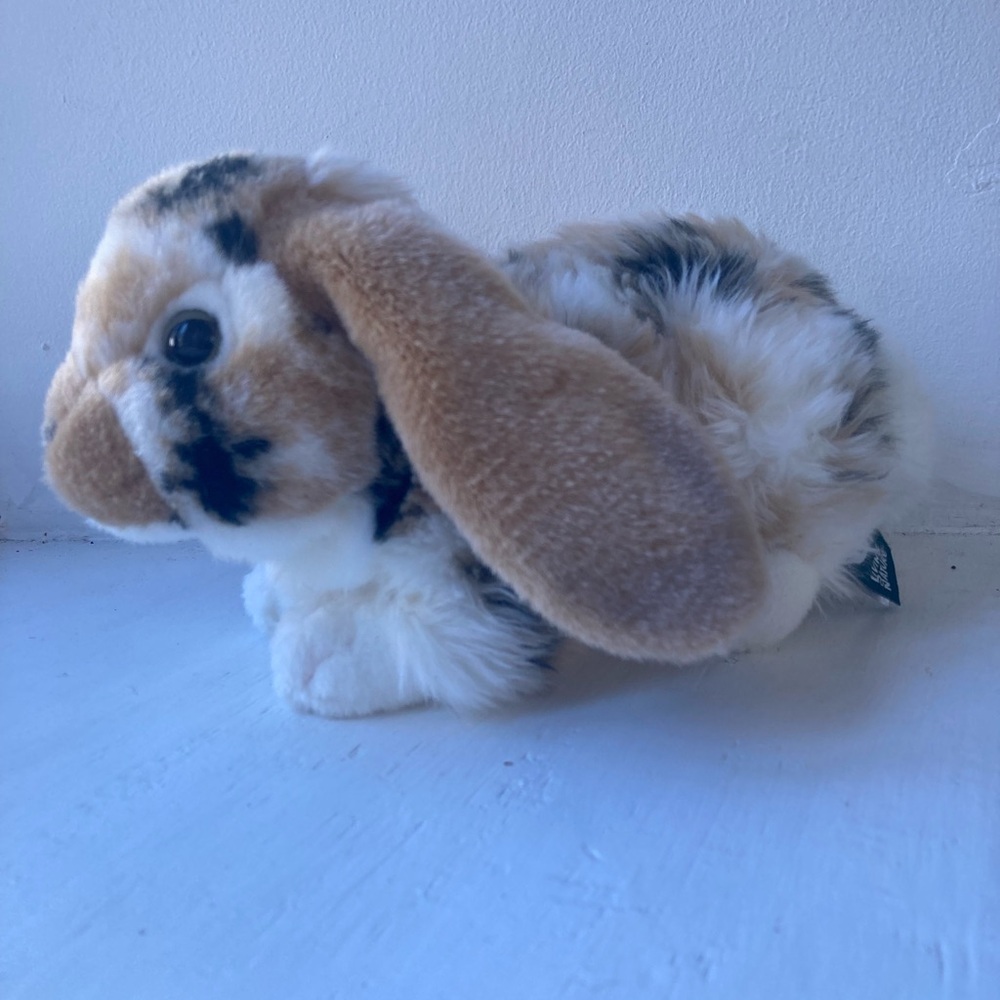 Living Nature Gray White Dutch Lop Eared Bunny Rabbit 11" Plush Stuffed Animal
